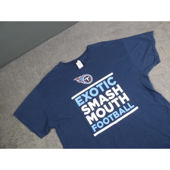 Tennessee Titans Exotic Smashmouth Football Shirt Mens XL Navy Blue NFL - Picture 2 of 9
